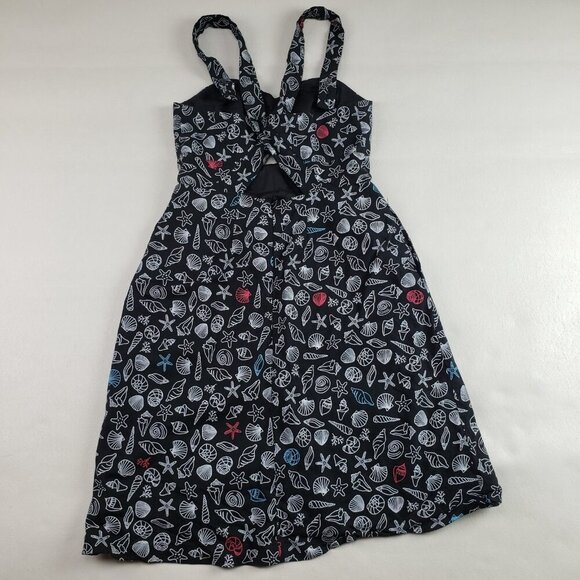 ModCloth Seashore Spectacular Linen Dress Womens 4 Black Sleeveless Fit Flare - Picture 6 of 14